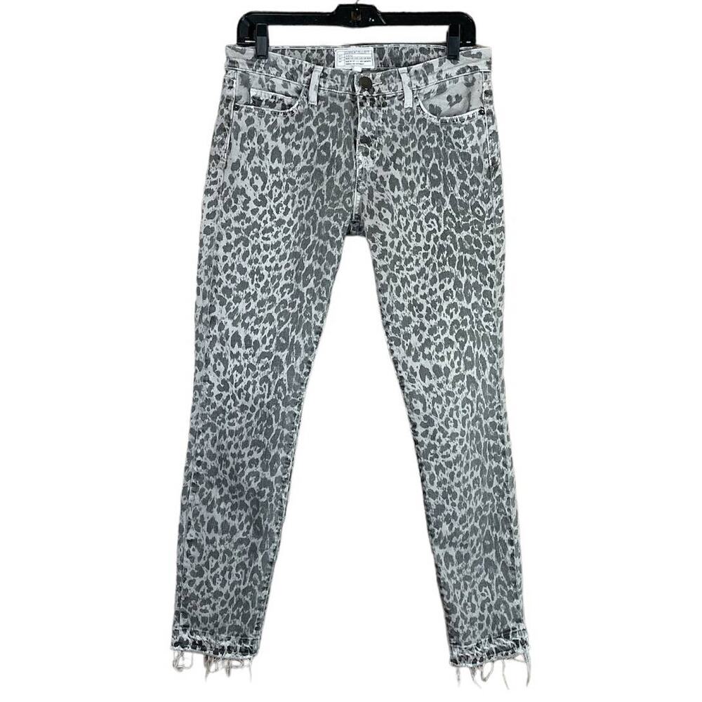 Citizens of Humanity The Stiletto Grey Leopard Skinny Jeans Released Hem Size 28